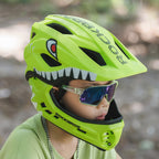 Rockbros TT-32004 Shark Vaikų dviračio šalmas su nuimama žandikaulio dalimi Dydis M (54-58) - Žalia -- Bicycle Helmets
