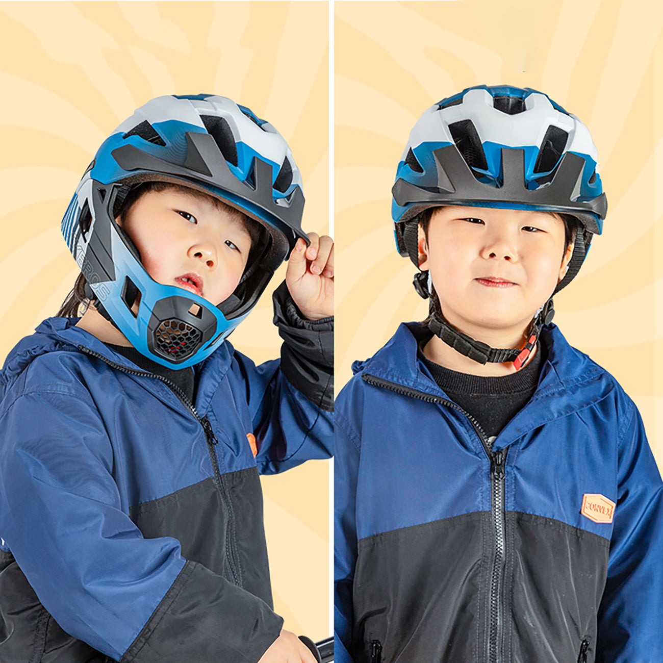 Rockbros TS-61 10110061001 vaikų dviračio šalmas su nuimama žande S dydis (48-52 cm) - Mėlynas -- Bicycle Helmets