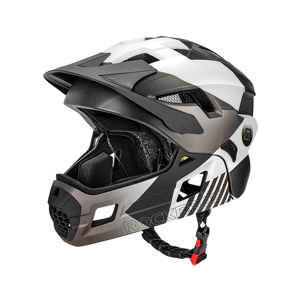 Rockbros TS-61 10110061006 Vaikiškasis dviračio šalmas su atimamu žandikauliu, dydis M (54-57 cm) - pilka -- Bicycle Helmets
