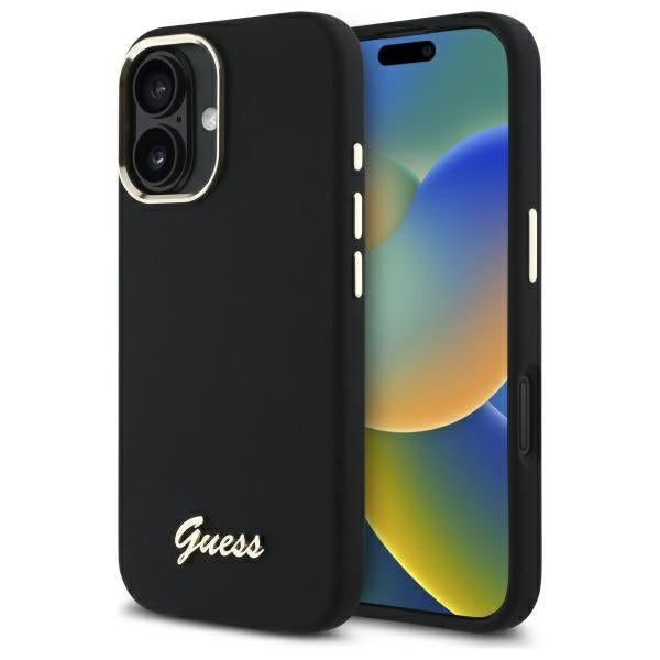 Guess silikoninis dėklas iPhone 16 Plus – juodas