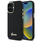 Guess silikoninis dėklas iPhone 16 Plus – juodas