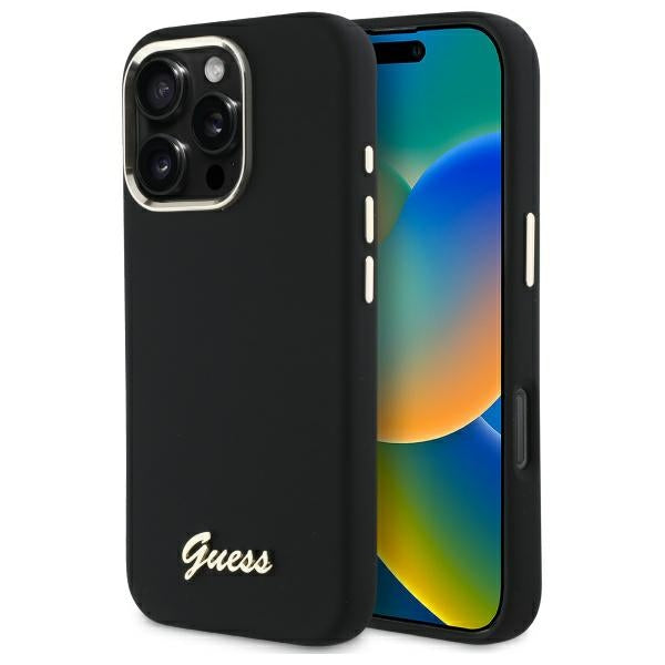 Guess silikoninis dėklas iPhone 16 Pro Max – juodas -- iPhone 16 Pro Max