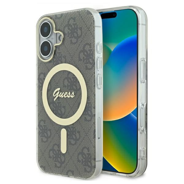 Guess IML 4G MagSafe dėklas iPhone 16 – rudas