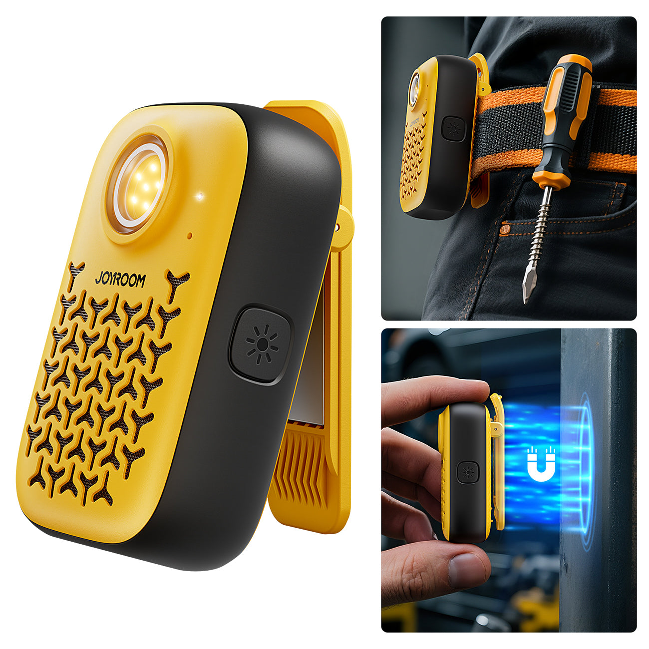 Joyroom Maya JR-MS03 nešiojamasis Bluetooth garsiakalbis su įmontuotu žibintuvėliu, atsparus - geltonas