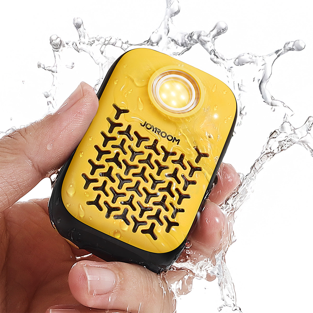 Joyroom Maya JR-MS03 nešiojamasis Bluetooth garsiakalbis su įmontuotu žibintuvėliu, atsparus - geltonas