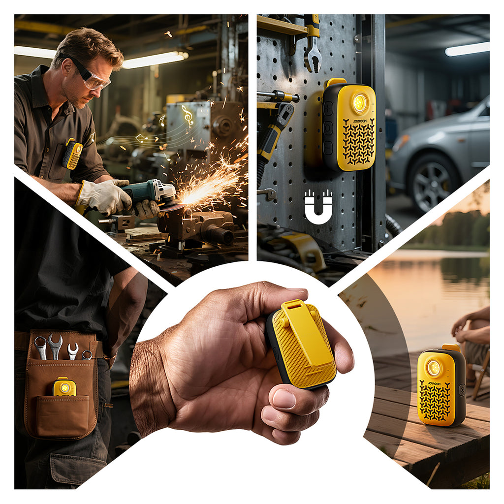 Joyroom Maya JR-MS03 nešiojamasis Bluetooth garsiakalbis su įmontuotu žibintuvėliu, atsparus - geltonas