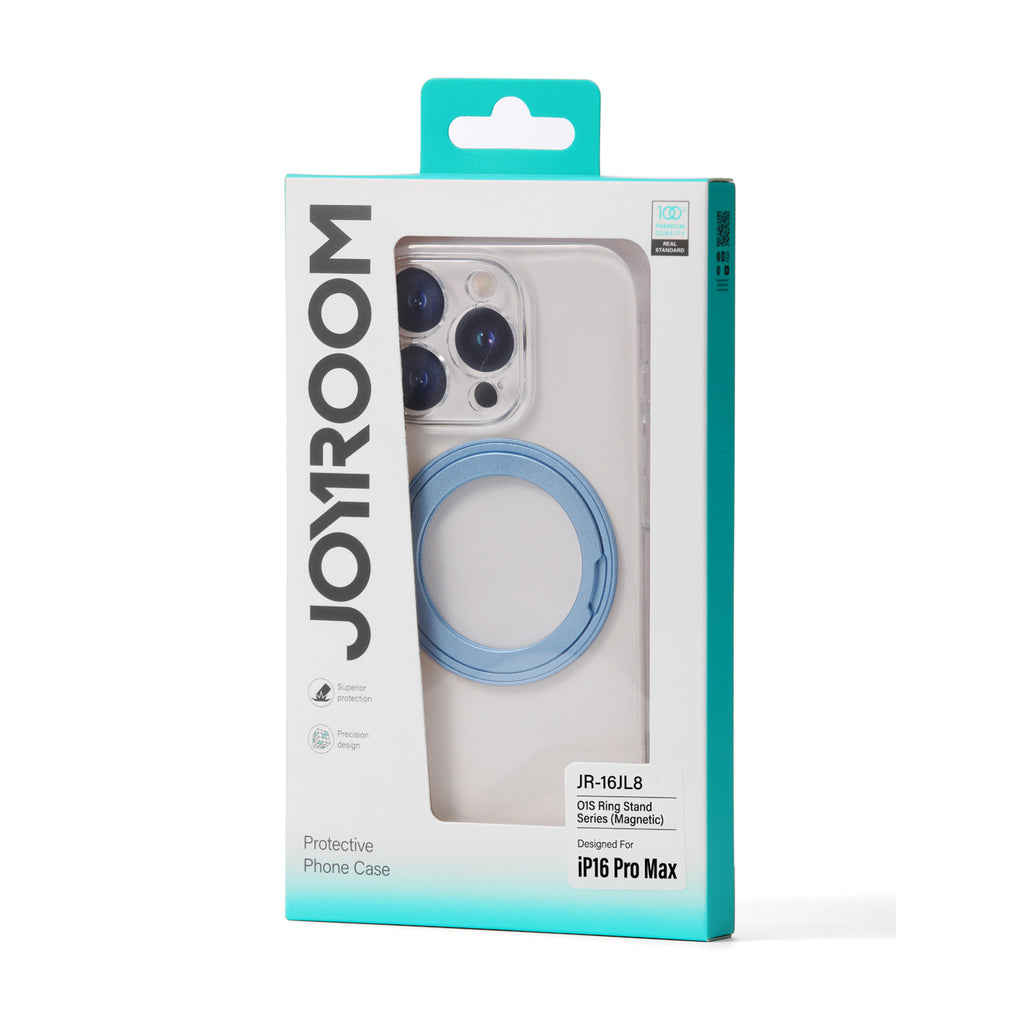 Joyroom MagSafe dėklas iPhone 16 Pro Max su žiedu – mėlynas