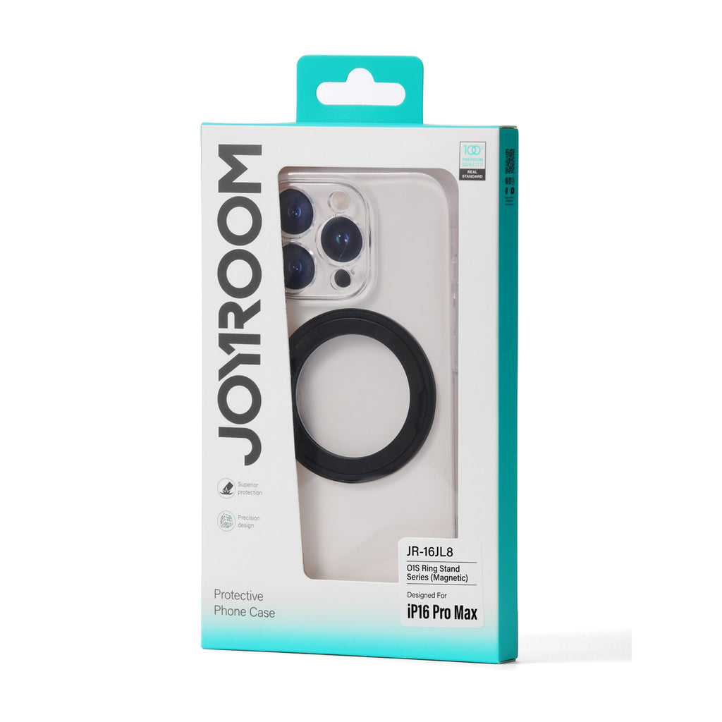 Joyroom MagSafe dėklas iPhone 16 Pro Max su žiedu – juodas