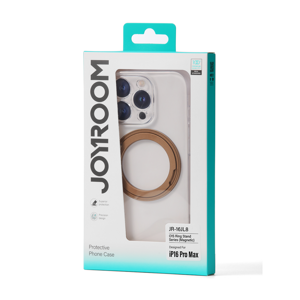 Joyroom MagSafe dėklas iPhone 16 Pro su žiedu – auksinis