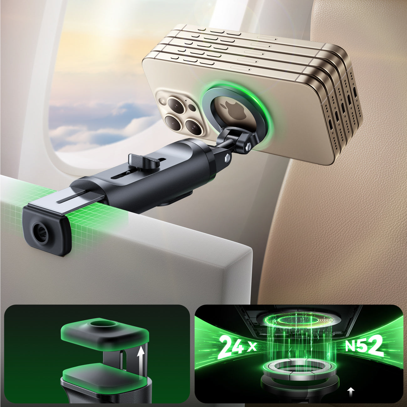 „Joyroom JR-ZS509 MagSafe“ suderinama „selfie Stick“ su „Bluetooth“ – juoda