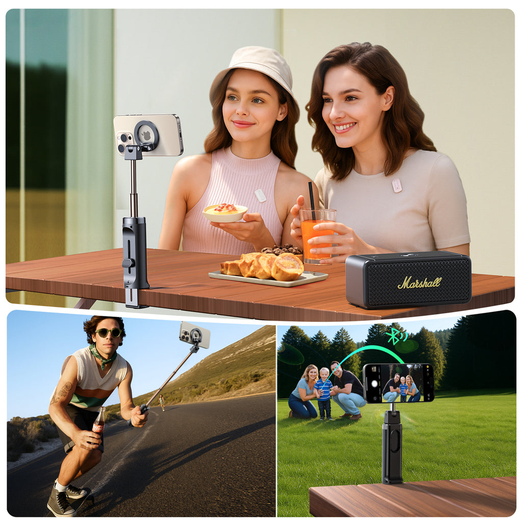 „Joyroom JR-ZS509 MagSafe“ suderinama „selfie Stick“ su „Bluetooth“ – juoda