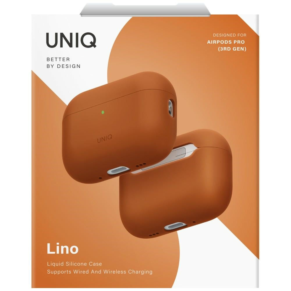Uniq Lino silikoninis dėklas AirPods Pro (3 gen.) – oranžinis