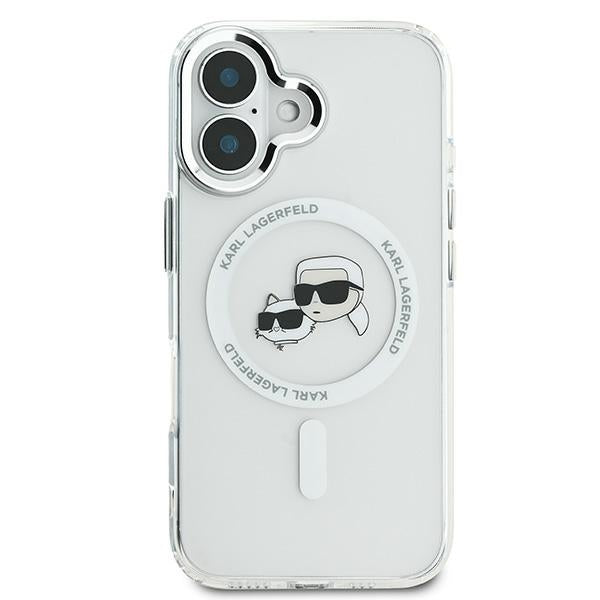 Karl Lagerfeld MagSafe dėklas iPhone 16 Plus – baltas