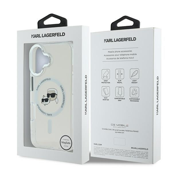 Karl Lagerfeld MagSafe dėklas iPhone 16 – baltas