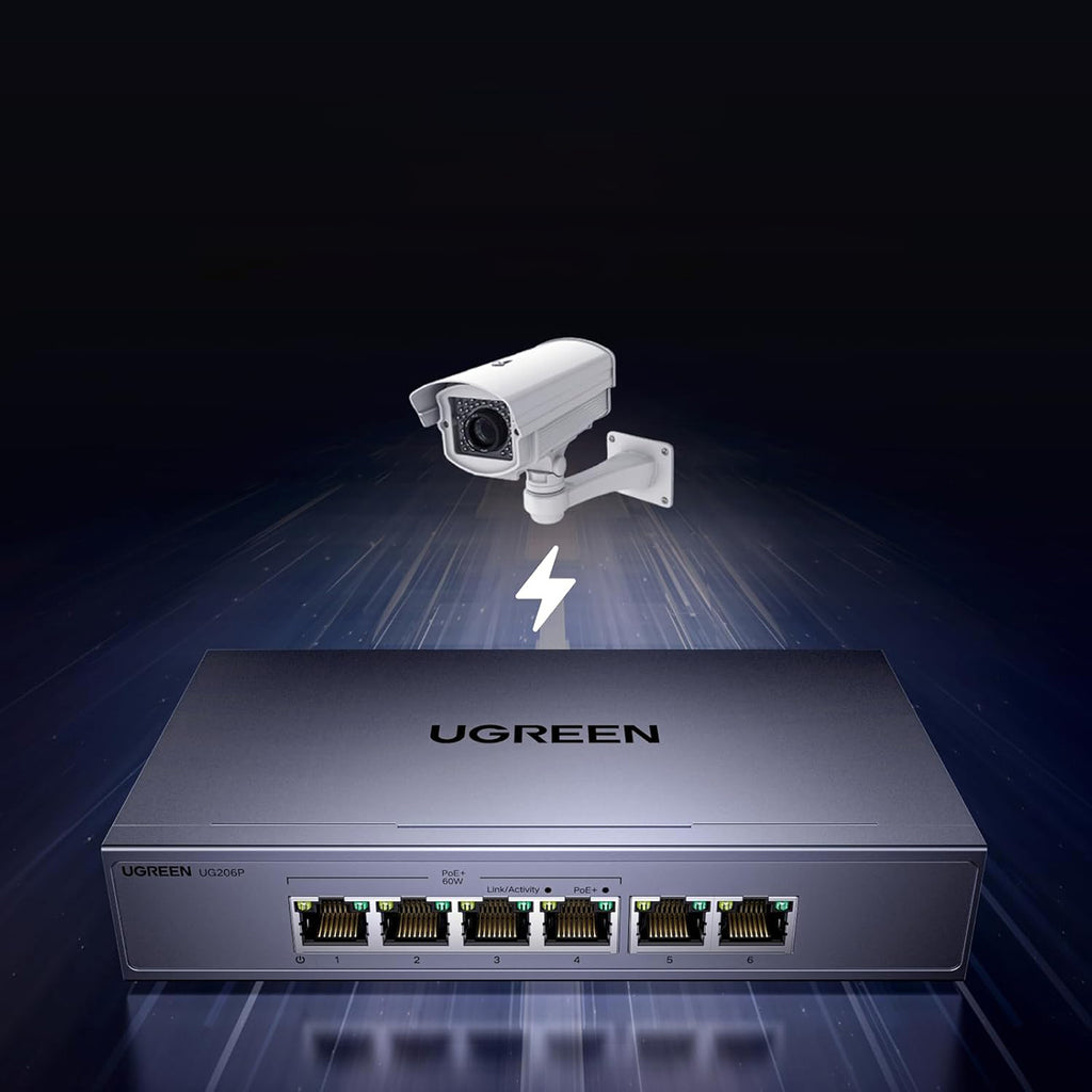 Ugreen Ethernet jungiklis 6 prievadai 1Gb/s su PoE - pilka -- Uncategorized