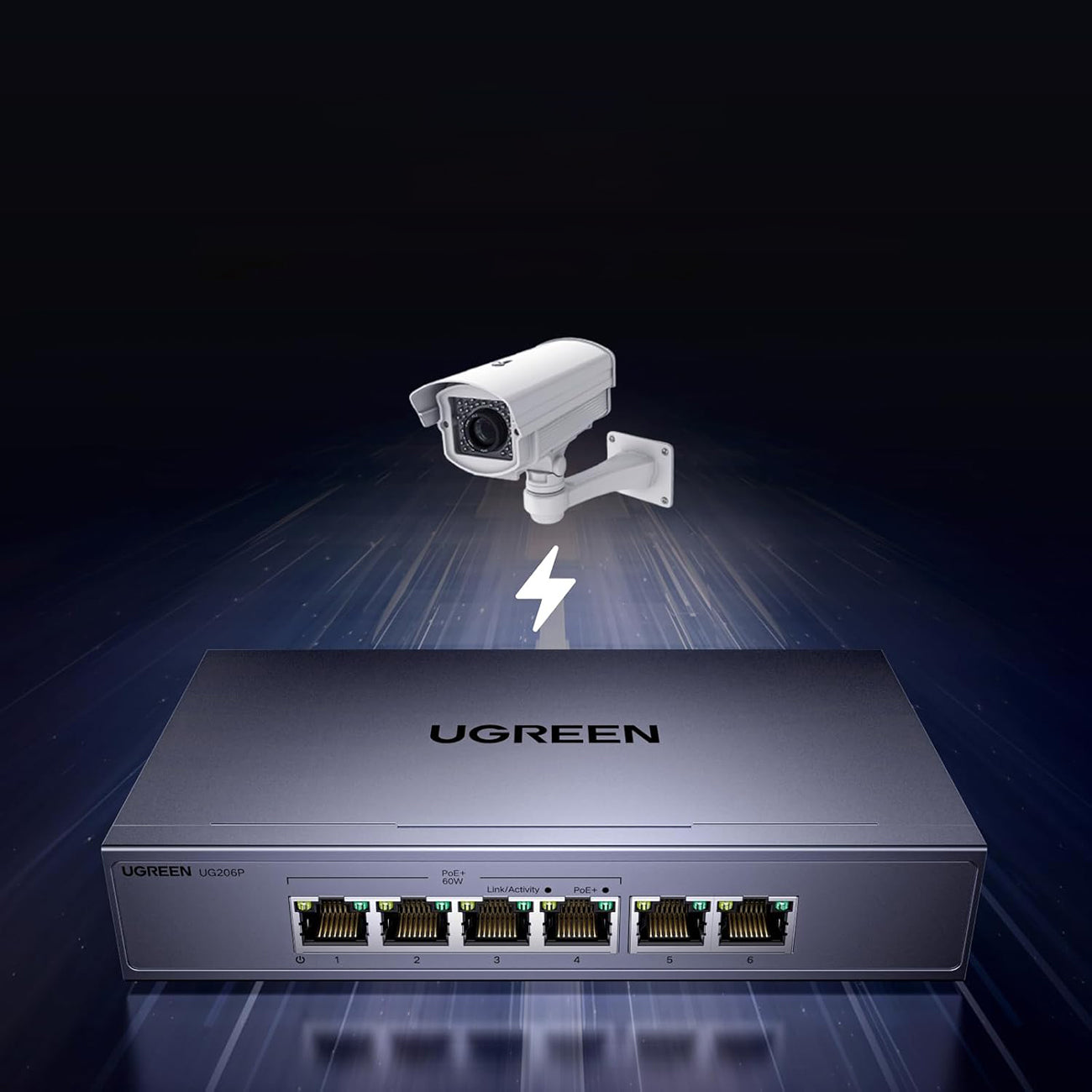 Ugreen Ethernet jungiklis 6 prievadai 1Gb/s su PoE - pilka -- Uncategorized