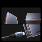 Ugreen D703 USB4 40Gb/s M.2 NVMe SSD Dėklas su Aktyviu Aušinimu - Pilkas -- Hard Drive Adapters