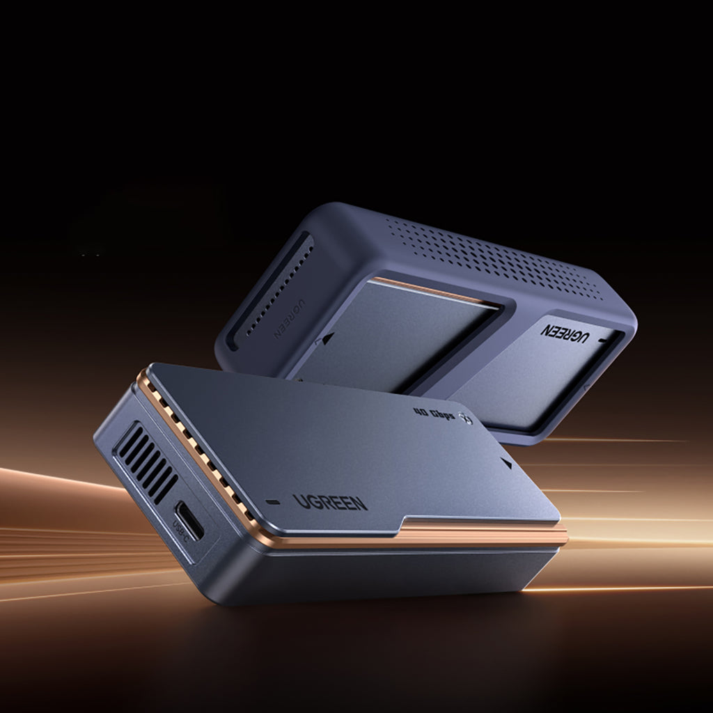Ugreen D703 USB4 40Gb/s M.2 NVMe SSD Dėklas su Aktyviu Aušinimu - Pilkas -- Hard Drive Adapters
