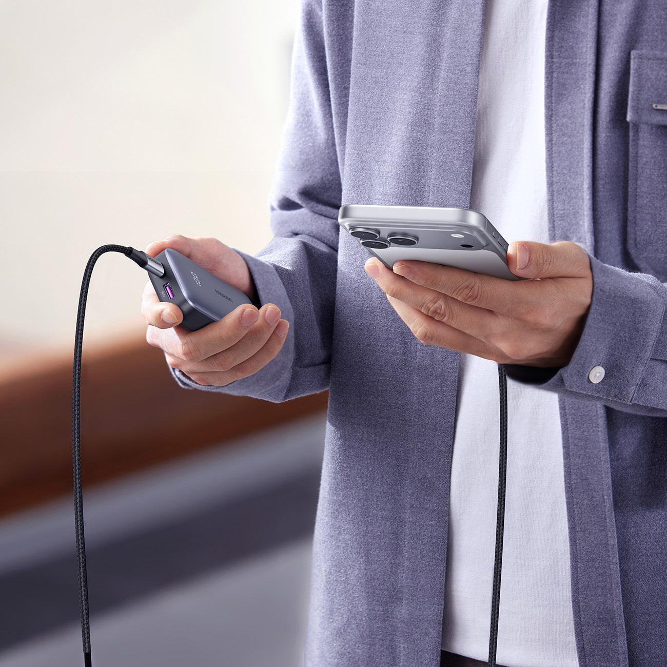 Ugreen USB-C į USB-C PD laidas 100W 5A 3m – Juodas -- Cell phone cables
