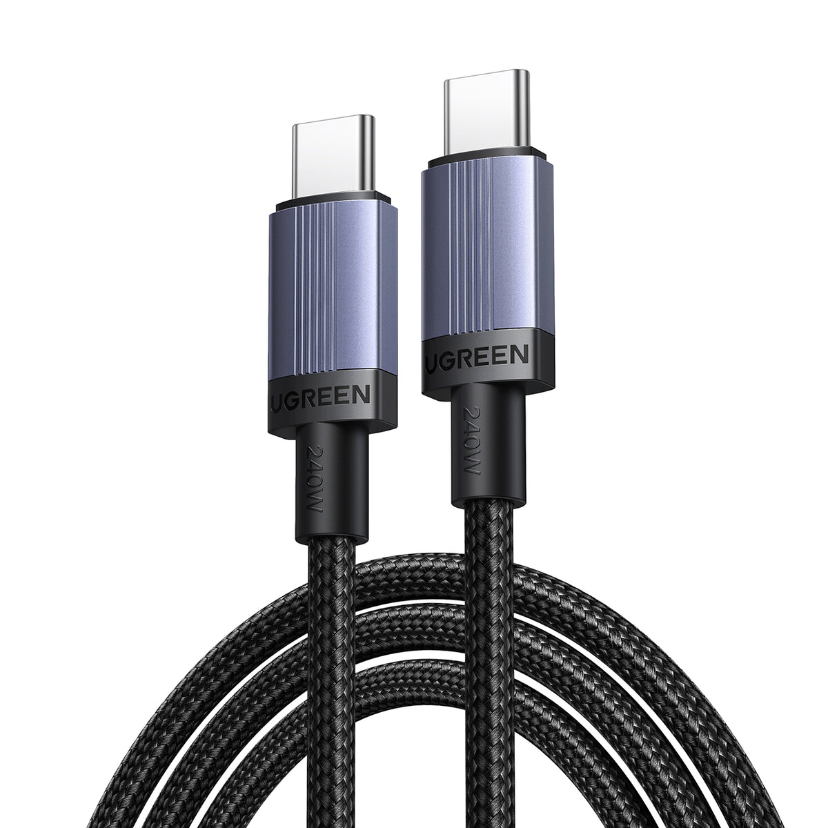 Ugreen USB-C į USB-C PD laidas 240W 2m – Juodas -- Cell phone cables