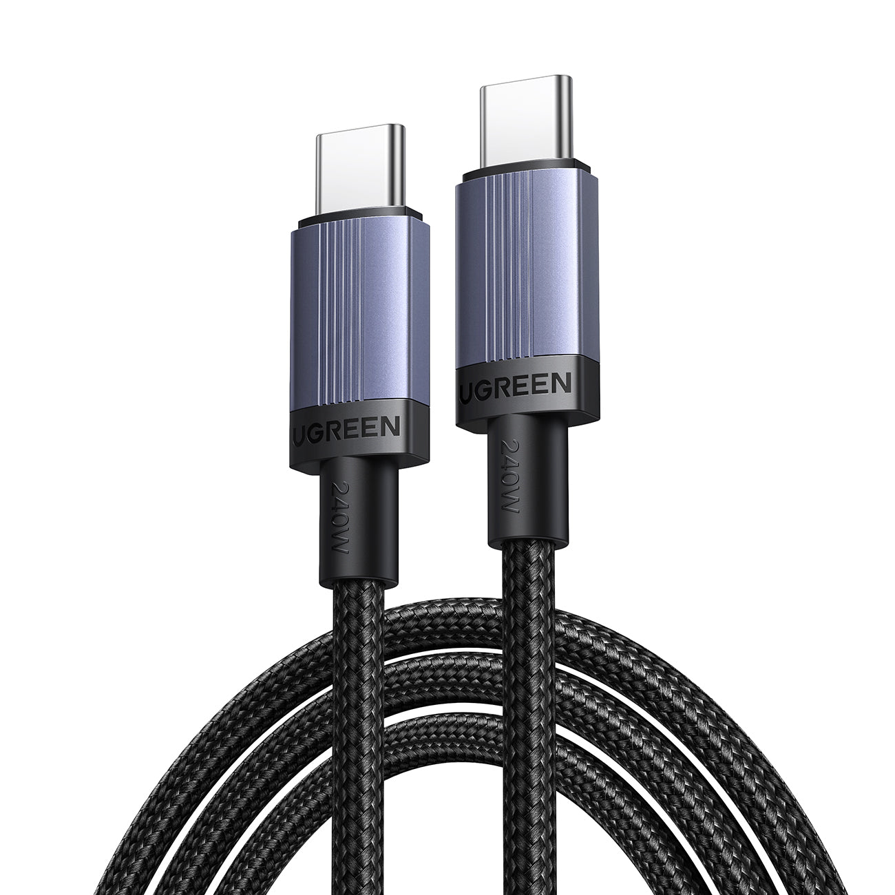 Ugreen USB-C į USB-C PD laidas 240W 2m – Juodas -- Cell phone cables