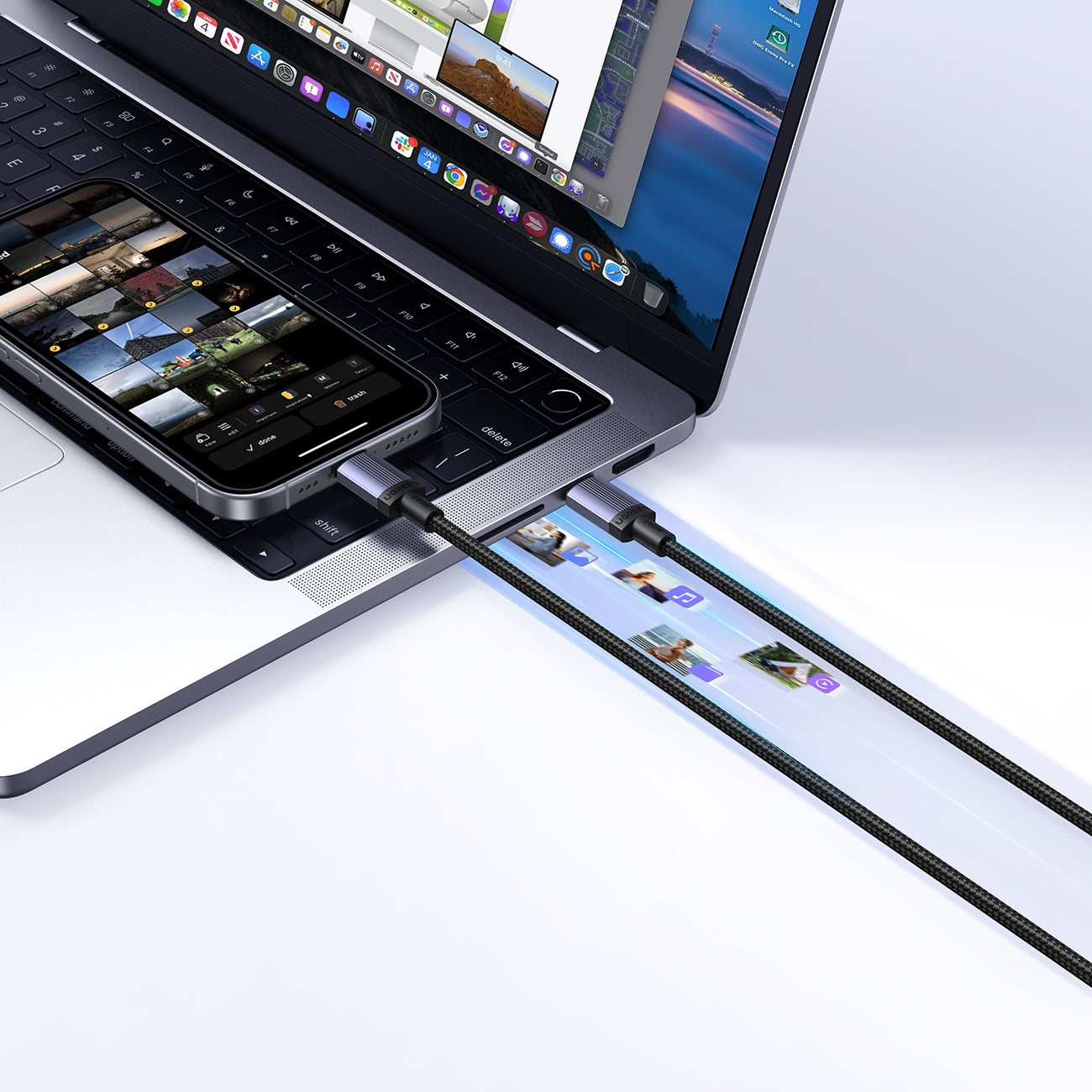 Ugreen USB-C į USB-C PD laidas 240W 2m – Juodas -- Cell phone cables