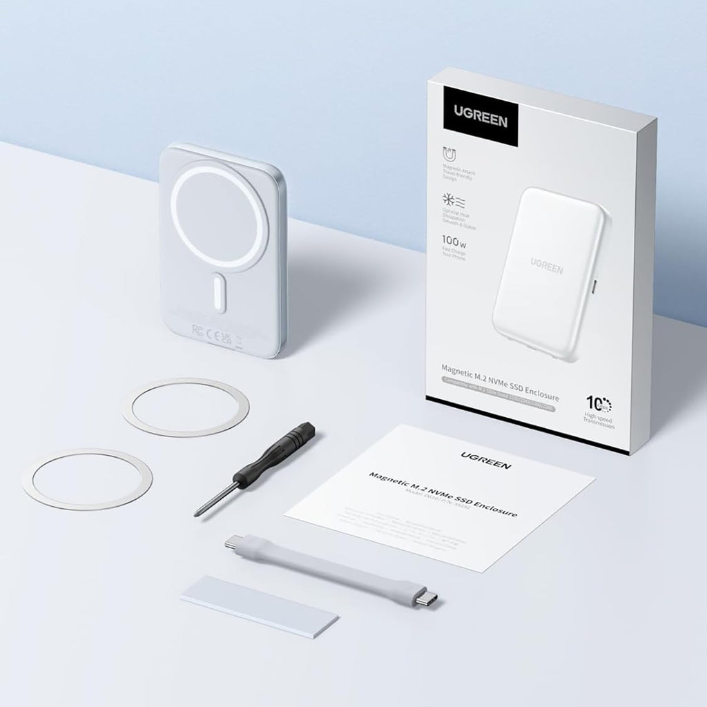 Ugreen M.2 NVMe SSD Magnetinis Dėklas - Baltas -- Hard Drive Adapters