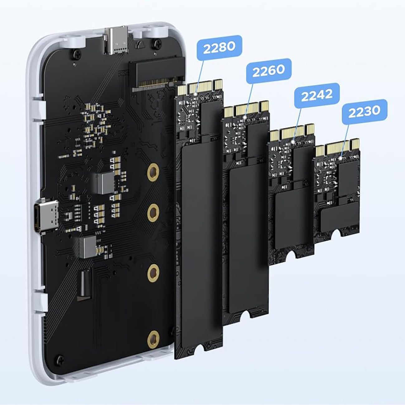 Ugreen M.2 NVMe SSD Magnetinis Dėklas - Baltas -- Hard Drive Adapters