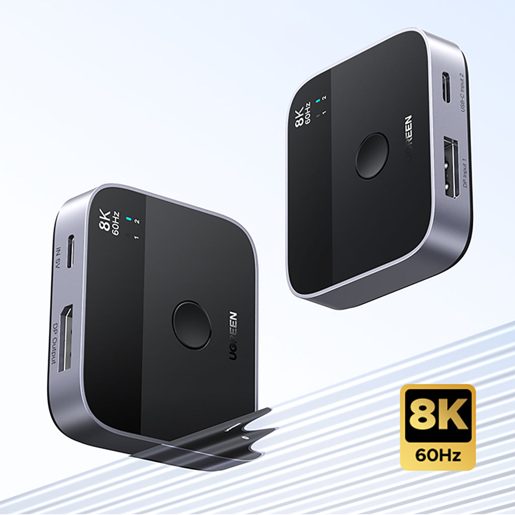 Ugreen DisplayPort/USB-C į USB-C perjungiklis - pilka -- KVM Switches