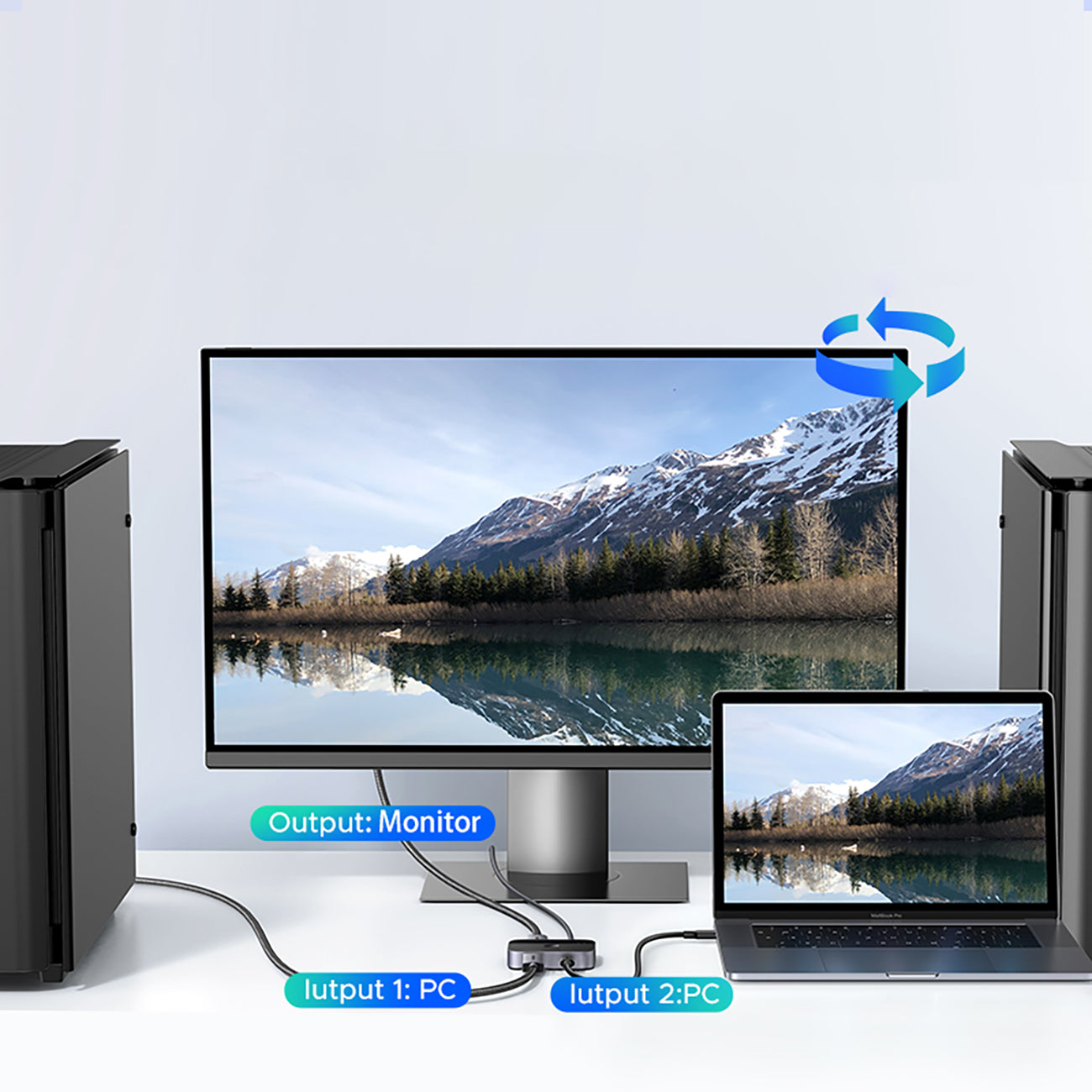 Ugreen DisplayPort/USB-C į USB-C perjungiklis - pilka -- KVM Switches