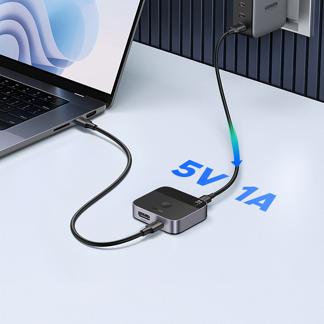 Ugreen DisplayPort/USB-C į USB-C perjungiklis - pilka -- KVM Switches