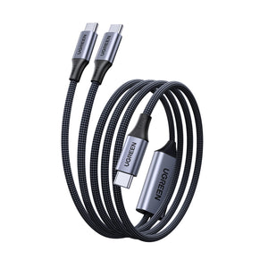 Ugreen 2in1 USB-C Kabelis - 2xUSB-C PD 140W 2m - Juodas -- Cell phone cables
