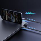 Ugreen 2in1 USB-C Kabelis - 2xUSB-C PD 140W 2m - Juodas -- Cell phone cables