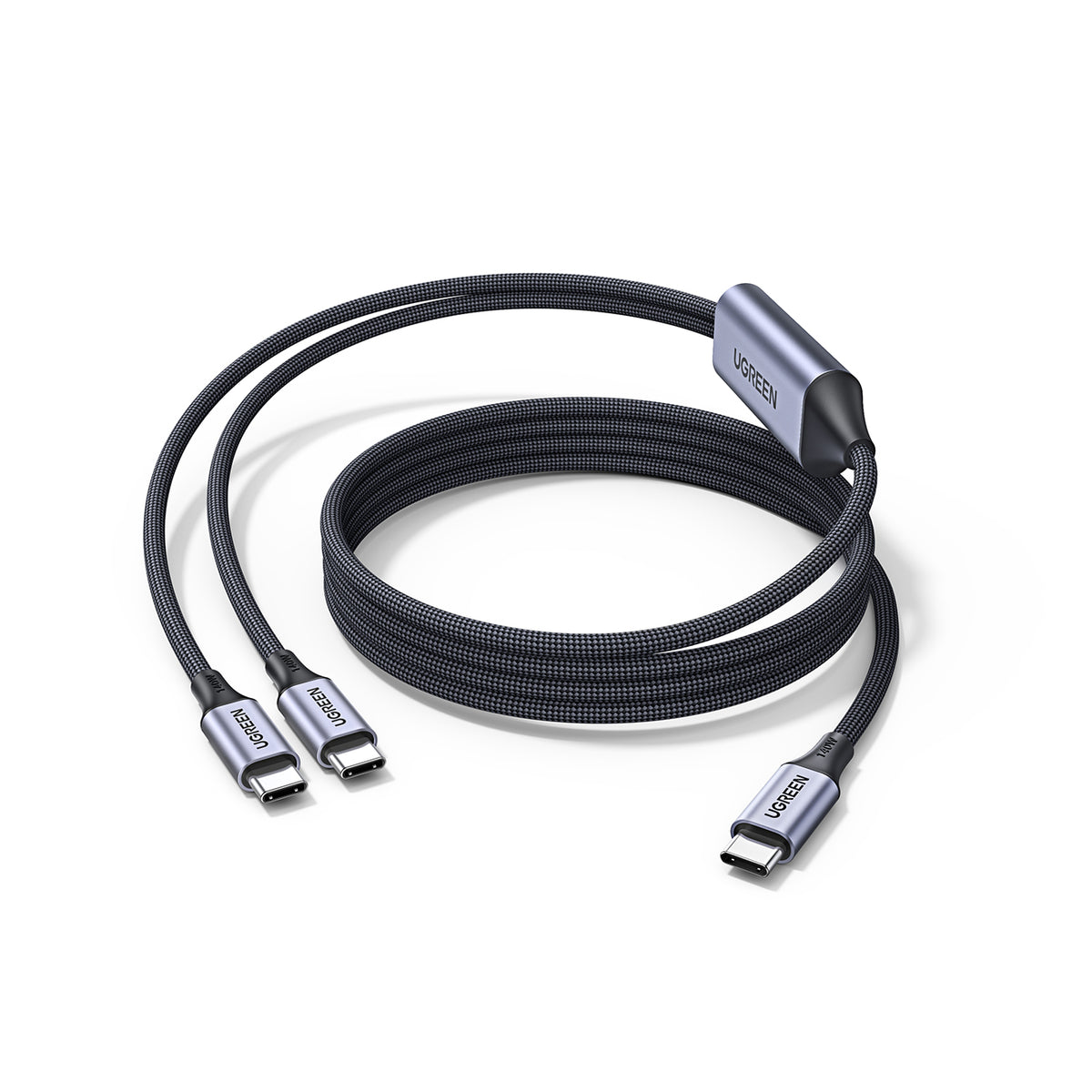 Ugreen 2in1 USB-C Kabelis - 2xUSB-C PD 140W 2m - Juodas -- Cell phone cables