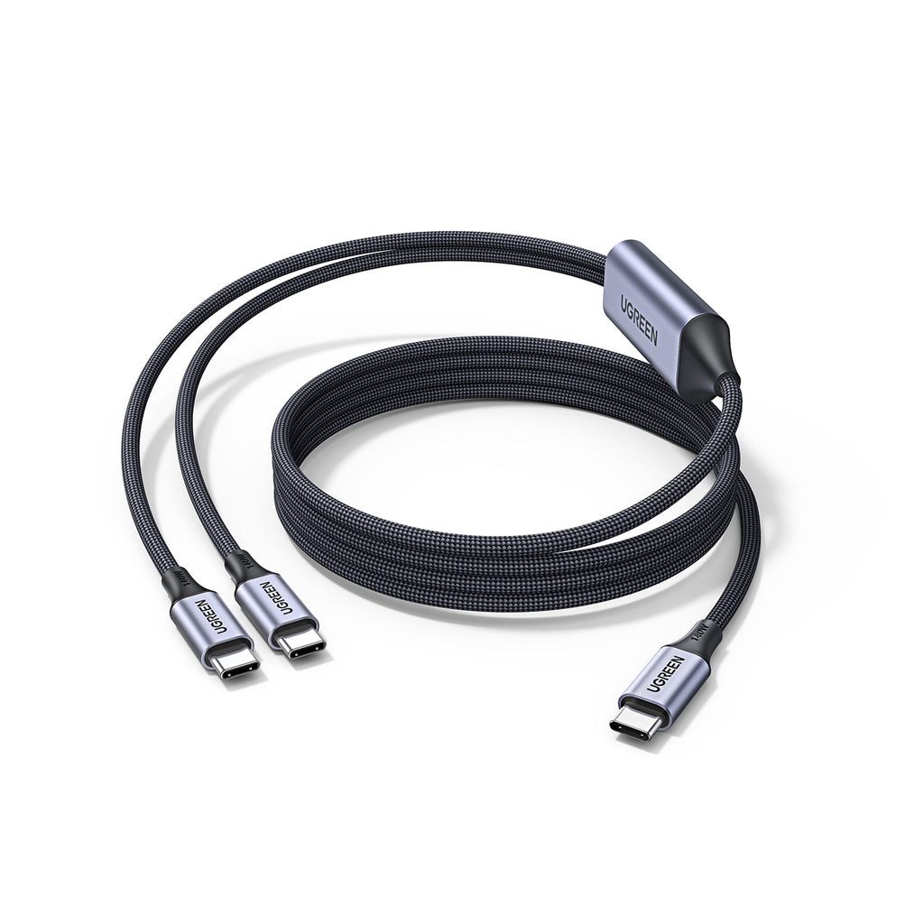 Ugreen 2in1 USB-C Kabelis - 2xUSB-C PD 140W 2m - Juodas -- Cell phone cables