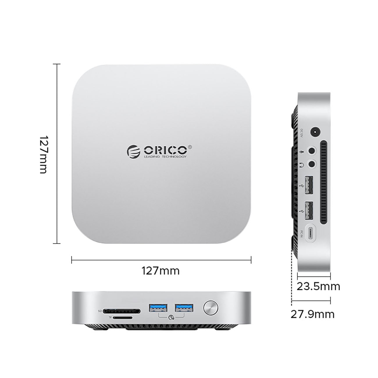 Orico MiniLink 9-in-1 jungimo stotis su M.2 SSD kieto disko lizdais - Sidabrinė -- Hard Drive Adapters
