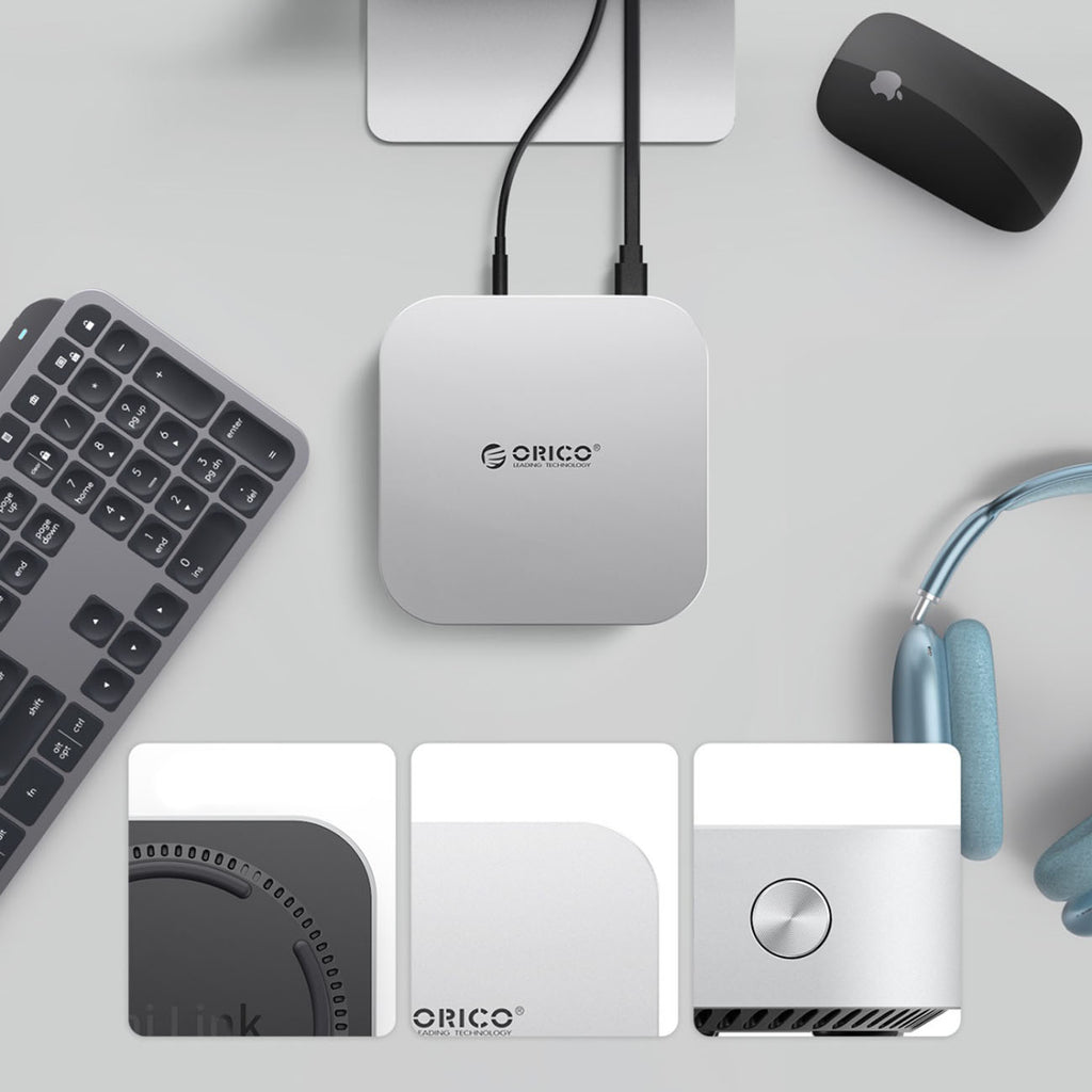 Orico MiniLink 9-in-1 jungimo stotis su M.2 SSD kieto disko lizdais - Sidabrinė -- Hard Drive Adapters