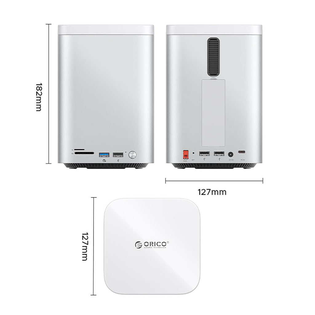 Orico MiniTower prijungimo stotis su kietojo disko lizdais iki 56TB - sidabrinė -- Hard Drive Adapters
