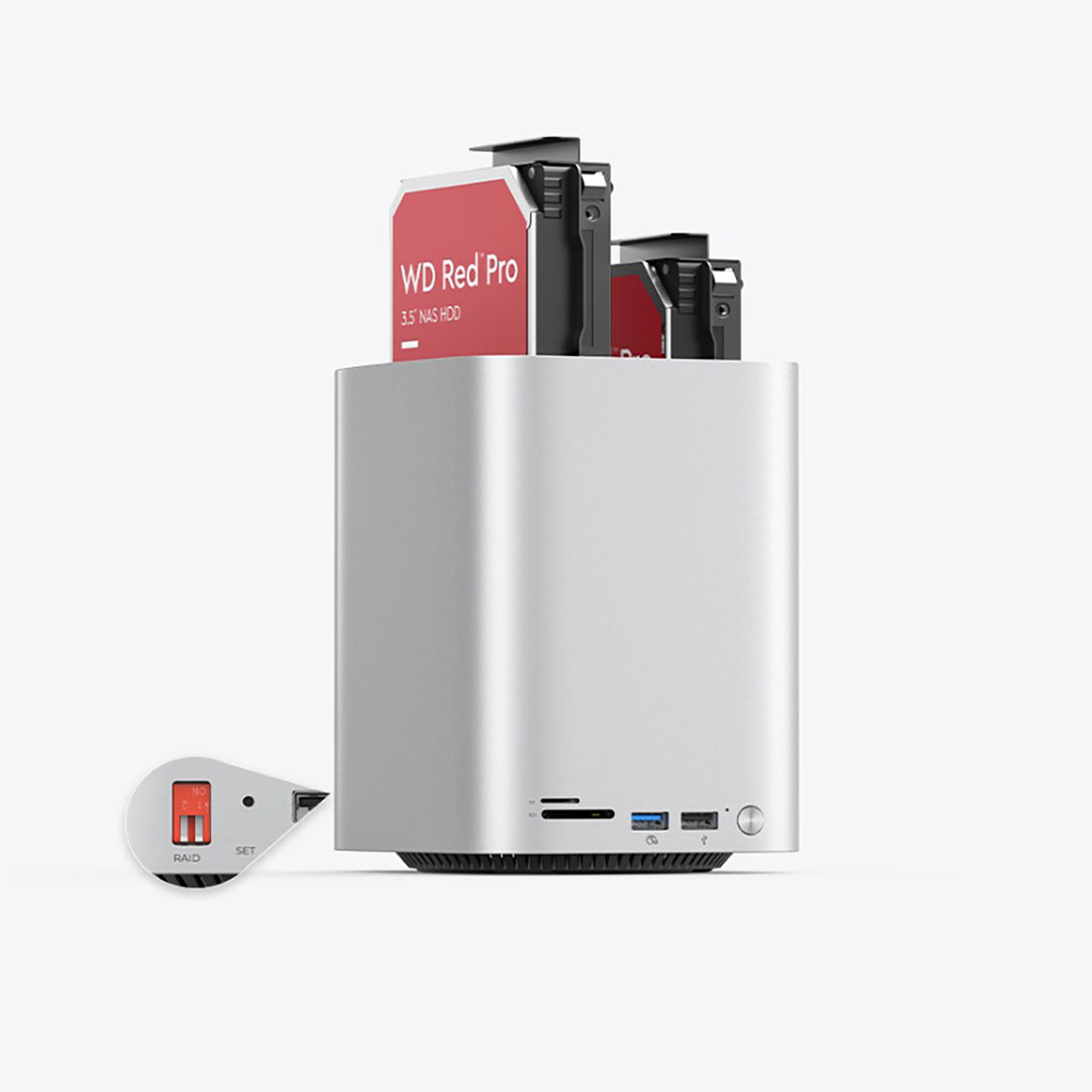 Orico MiniTower prijungimo stotis su kietojo disko lizdais iki 56TB - sidabrinė -- Hard Drive Adapters
