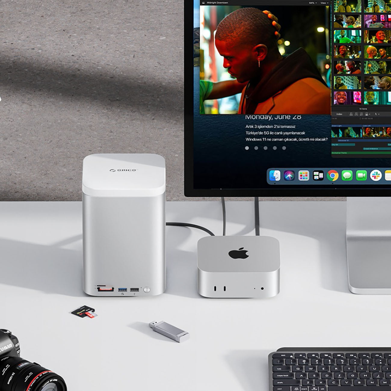 Orico MiniTower prijungimo stotis su kietojo disko lizdais iki 56TB - sidabrinė -- Hard Drive Adapters