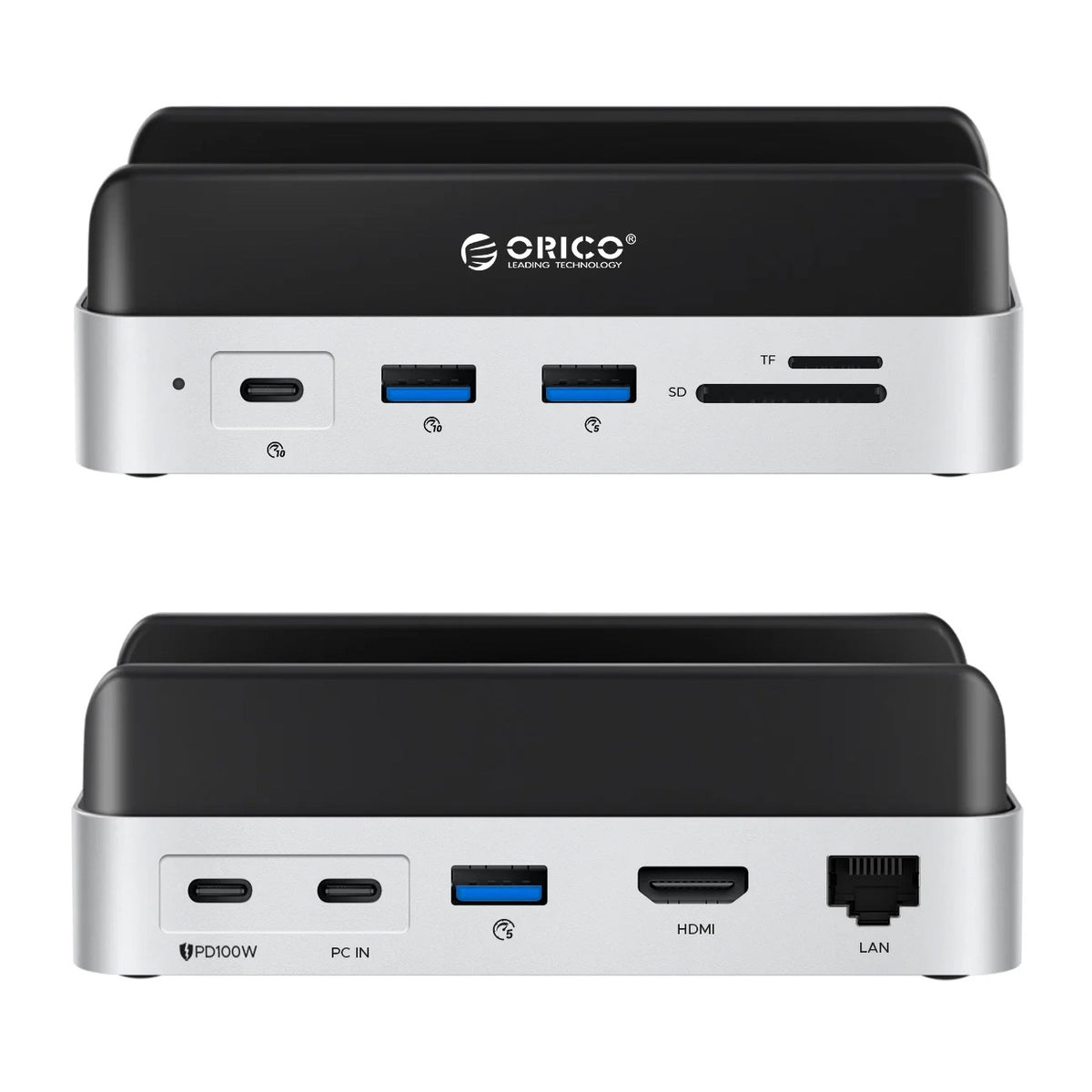 Orico MiniDock 10-in-1 Prijungimo Stotis su SSD Kietojo Disko Skyriumi - Sidabrinė -- Mac mini 2024