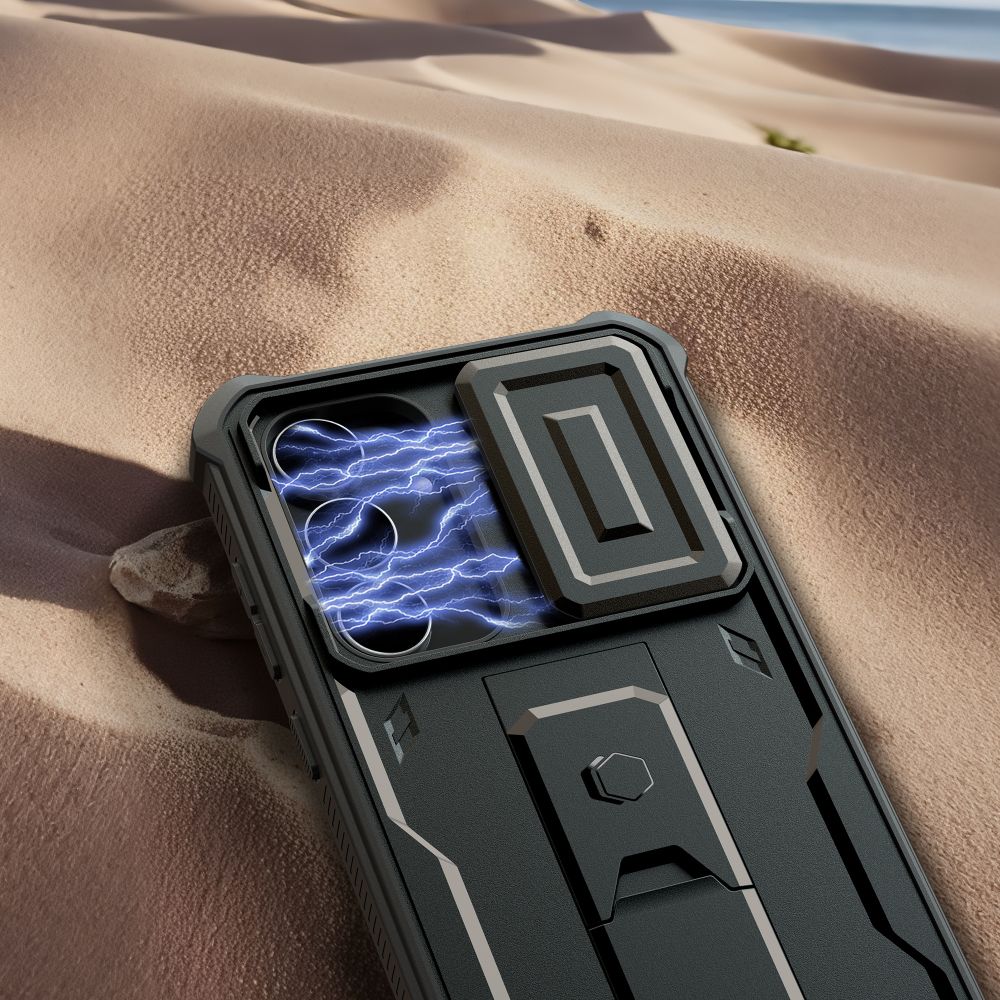 Tech-Protect Kevlar Cam+ dėklas, skirtas Samsung Galaxy S25 FE - juodas -- Samsung Galaxy S25 FE