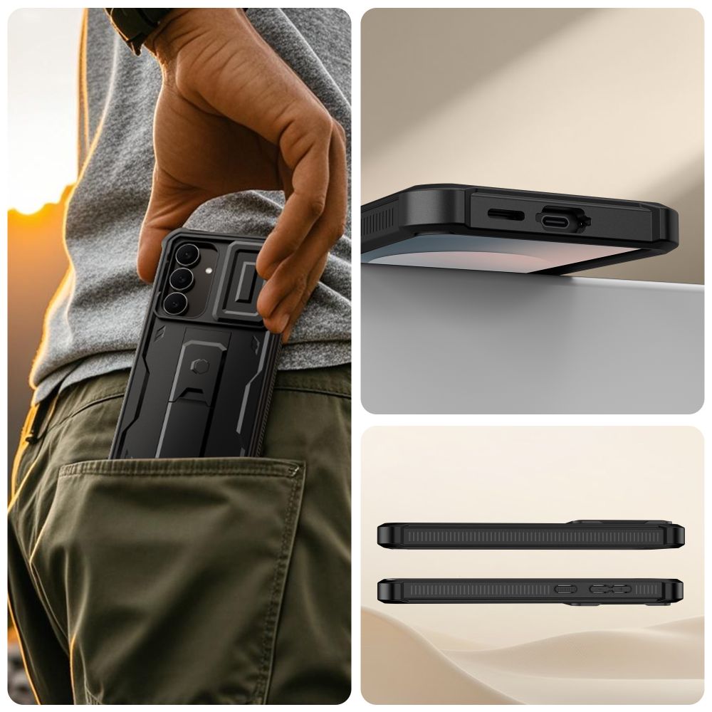 Tech-Protect Kevlar Cam+ dėklas, skirtas Samsung Galaxy S25 FE - juodas -- Samsung Galaxy S25 FE