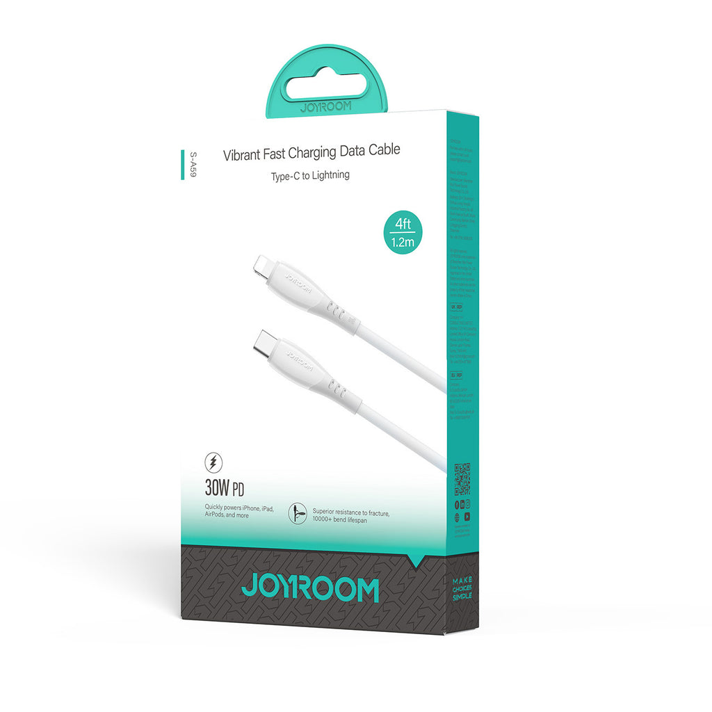 Kabelis Joyroom S-A59 Vibrant Series 30W USB-C - Lightning 1,2 m - baltas -- Cell phone cables