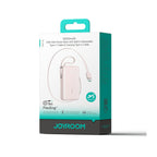 Joyroom JR-PR2L 10 000 mAh 35 W maitinimo blokas su įmontuotu ištraukiamu USB-C laidu ir USB-C dirželiu – rožinis