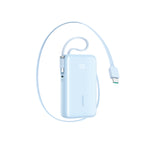 Joyroom JR-PR2L 10000mAh 35W išorinė baterija su integruotu ištraukiamu USB-C laidu ir Lightning dirželio laidu - mėlyna