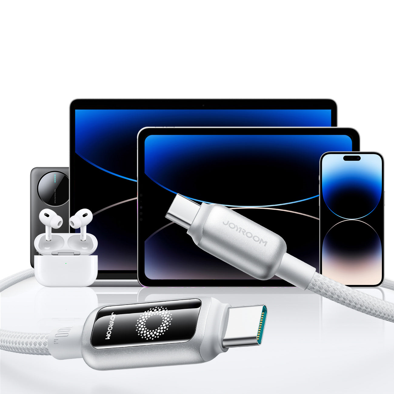 Joyroom Laidas S-A55 StarFlight 100W USB-C - USB-C 1.2m baltas