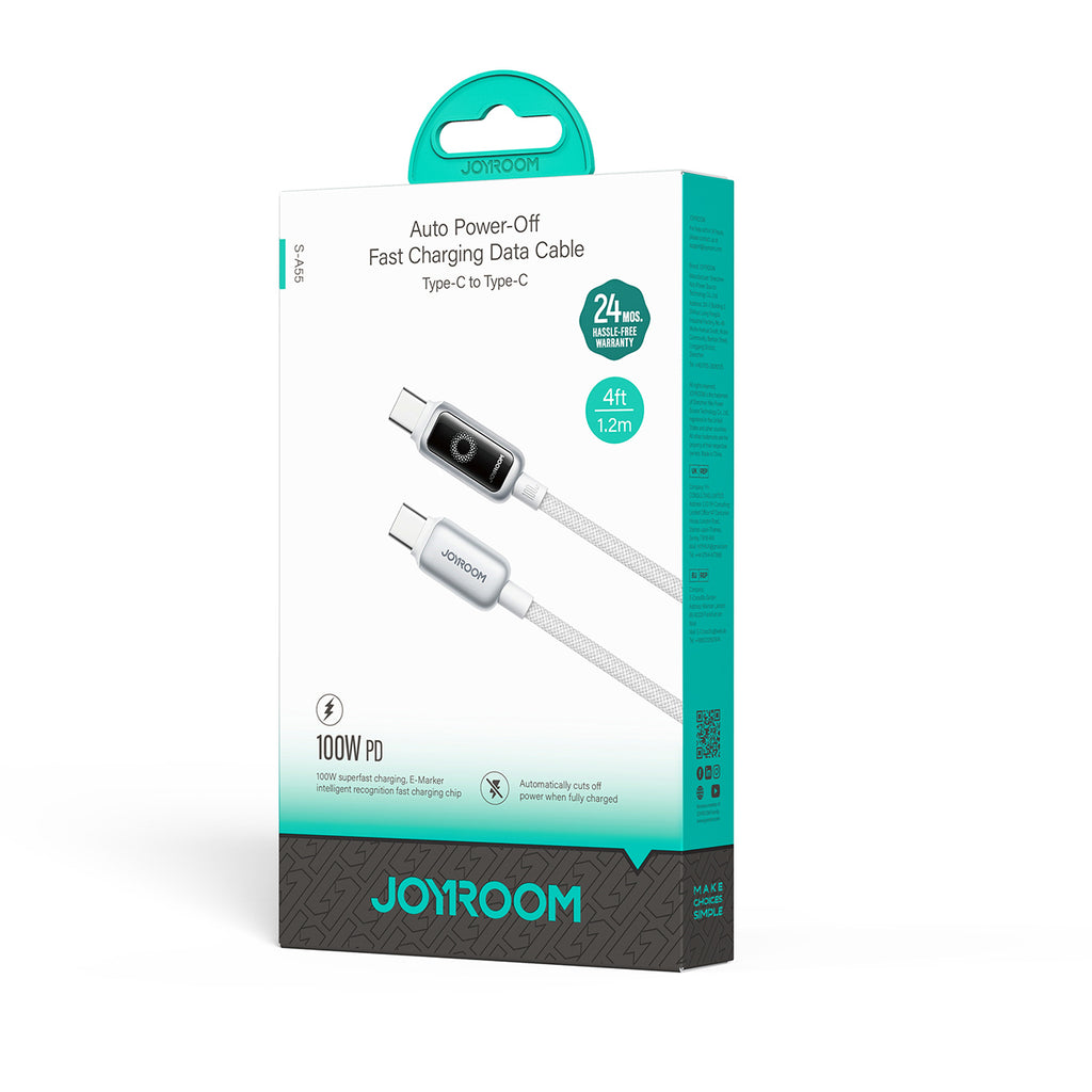 Joyroom Laidas S-A55 StarFlight 100W USB-C - USB-C 1.2m baltas