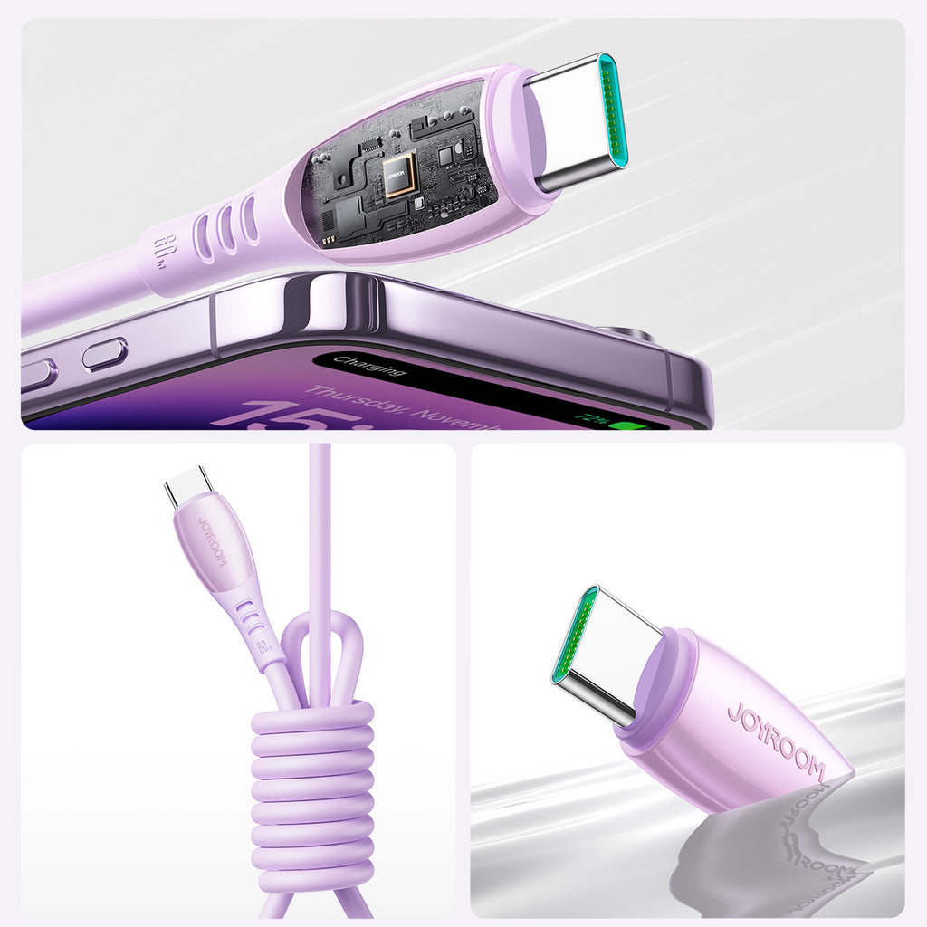 Joyroom Laidas S-A59 Vibrant Series 60W USB-C - USB-C 1.2m violetinis
