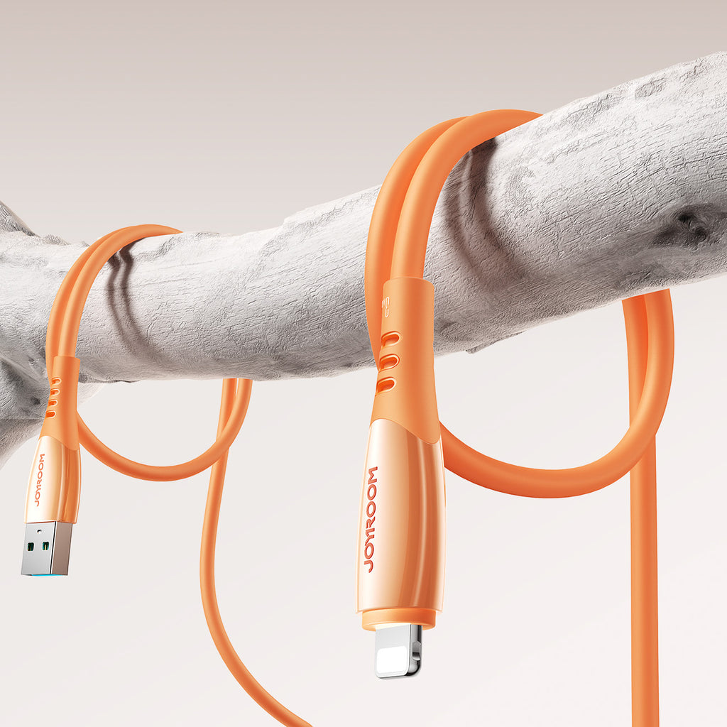Joyroom S-A59 Vibrant Series 3A USB-A - Lightning laidas 1.2m - oranžinis